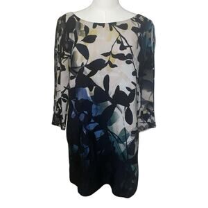 Anthropologie Maeve Womens Floral Shaded Garden Dress Small Long Sleeve Black